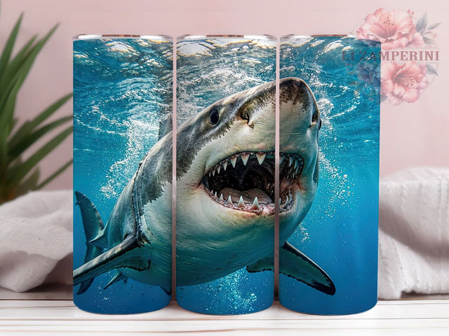 Great White Shark Ocean Breach 20oz Tumbler Wrap, Shark Breach, Ocean Wildlife, Marine Predator, Sea Life Design, 20oz Tumbler Wrap, Sublimation PNG Sublimation Li Zamperini 