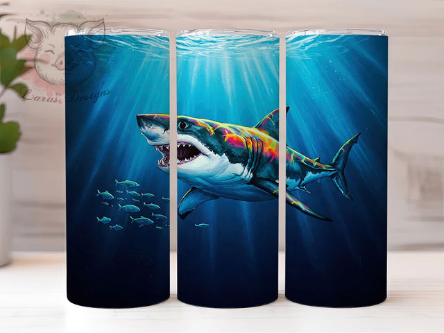 Great White Shark Ocean Tumbler, Ocean Predator Wrap, 20oz Tumbler Sublimation, Deep Sea Marine Life, Jaws Inspired Design, Underwater Wildlife Art, Shark Lover Gift Sublimation Lara' s Designs 