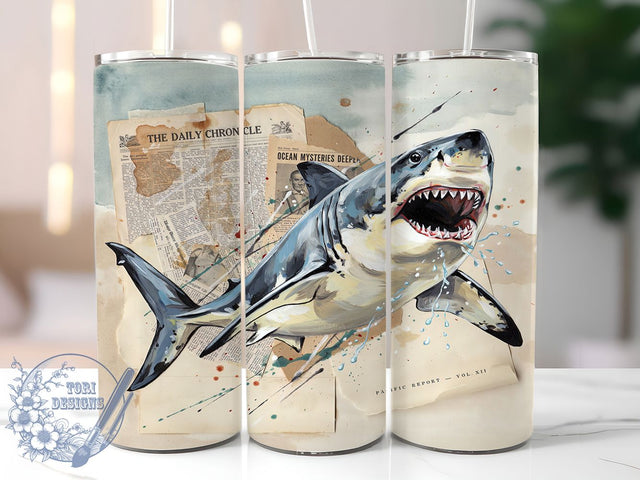 Great White Shark Rustic Teeth 20oz Tumbler, Great White Shark, Rustic Animal, Grungy Design, Shark Teeth, Skinny Tumbler, Sublimation PNG Sublimation ToriDesigns 