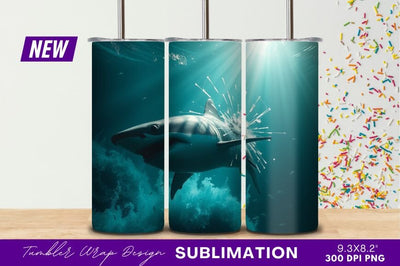 Great White Shark With Shattered Glass Effect Sublimation Regulrcrative 