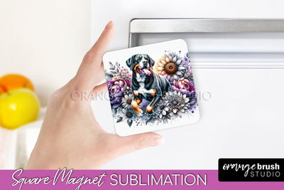 Greater Swiss Mountain Magnet Sublimation - Dog Mom Floral Magnet PNG Design Sublimation OrangeBrushStudio 