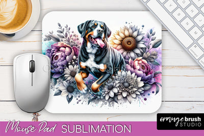 Greater Swiss Mountain Mouse Pad Design - Dog Mom Floral Mousepad Sublimation Sublimation OrangeBrushStudio 