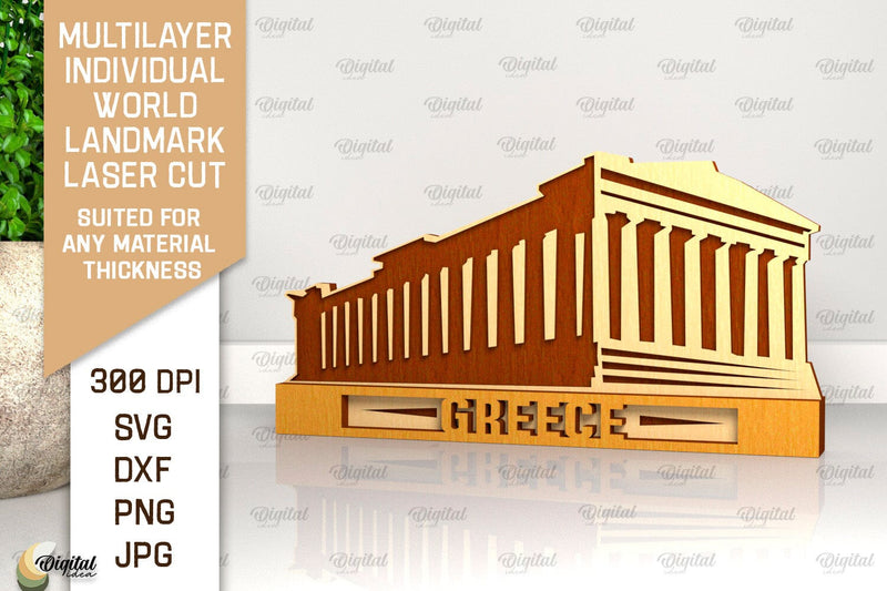 Greece Landmark Laser Cut. Multilayer Decor SVG SVG Evgenyia Guschina 