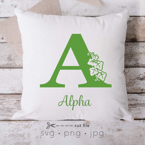 Greek Sorority letters with ivy leaf svg cut file single layer SVG Kimberly Thomas Design 