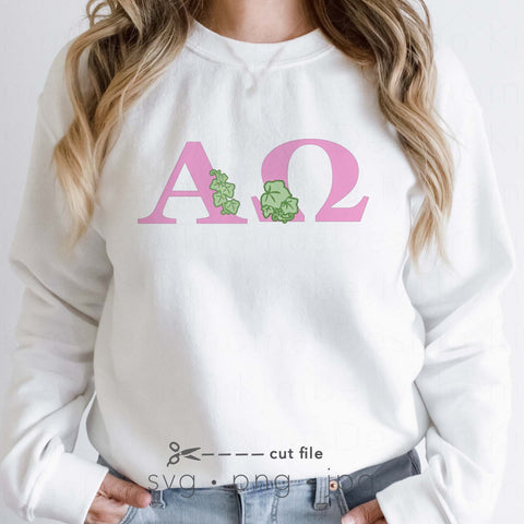 Greek Sorority letters with layered ivy leaf svg cut file SVG Kimberly Thomas Design 