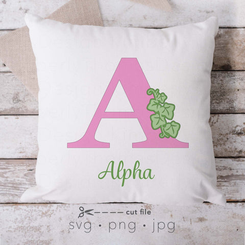 Greek Sorority letters with layered ivy leaf svg cut file SVG Kimberly Thomas Design 