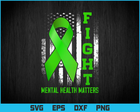 Green American Flag USA Fight Mental Health Matters Svg Png Files, Mental Health Awareness Gift T-shirt Design SVG DesignDestine 