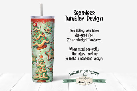 Green and Red Christmas Cookies Seamless 20 oz Sublimation Tumbler Design Sublimation Ewe-N-Me Designs 