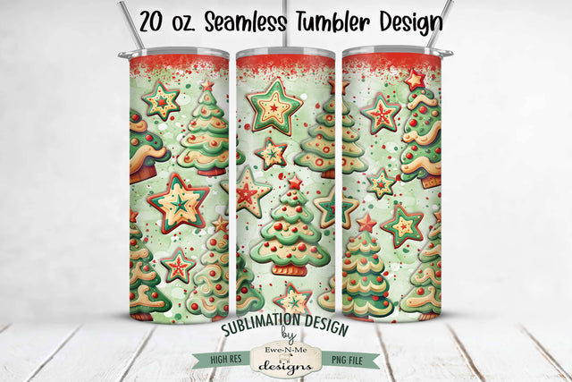 Green and Red Christmas Cookies Seamless 20 oz Sublimation Tumbler Design Sublimation Ewe-N-Me Designs 