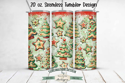 Green and Red Christmas Cookies Seamless 20 oz Sublimation Tumbler Design Sublimation Ewe-N-Me Designs 