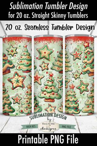 Green and Red Christmas Cookies Seamless 20 oz Sublimation Tumbler Design Sublimation Ewe-N-Me Designs 