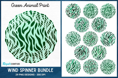 Green Animal Print Wind Spinner Sublimation Designs Bundle Sublimation Regulrcrative 