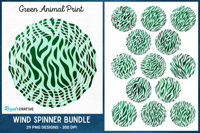 Green Animal Print Wind Spinner Sublimation Designs Bundle Sublimation Regulrcrative 