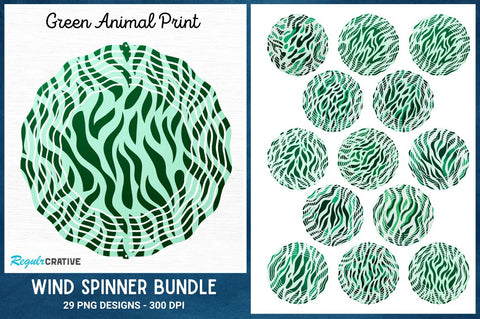 Green Animal Print Wind Spinner Sublimation Designs Bundle Sublimation Regulrcrative 