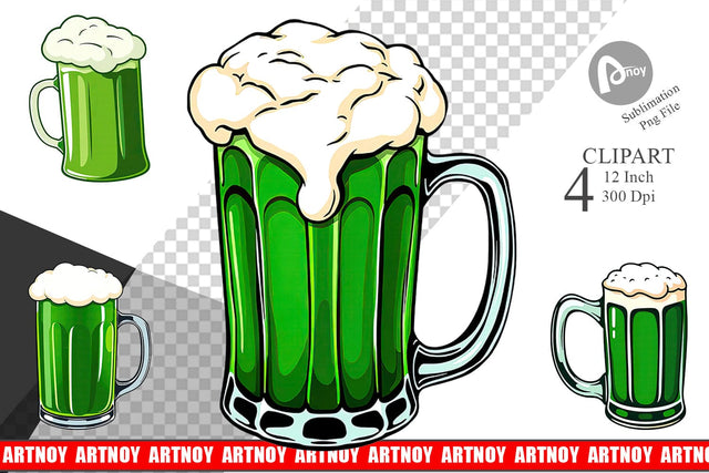 Green Beer Clipart Sublimation artnoy 