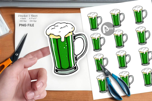 Green Beer Sticker Sublimation artnoy 