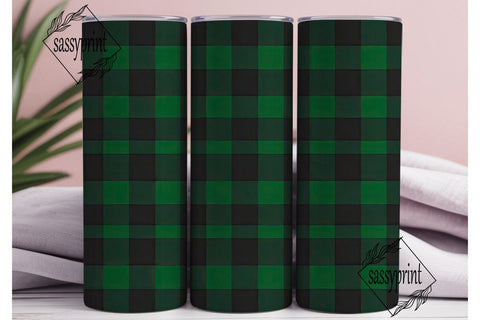 Green Black Buffalo Plaid 20oz Tumbler Sublimation sassyprint 