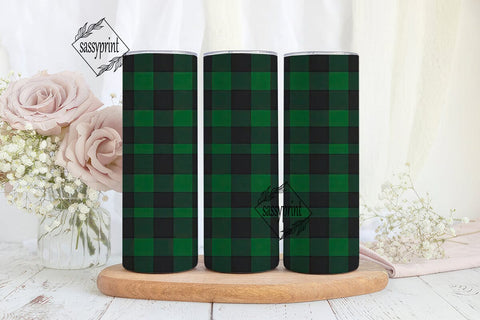 Green Black Buffalo Plaid 20oz Tumbler Sublimation sassyprint 