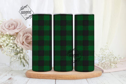 Green Black Buffalo Plaid 20oz Tumbler Sublimation sassyprint 