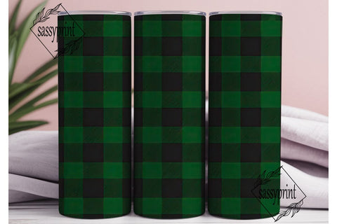 Green Black Buffalo Plaid 20oz Tumbler Sublimation sassyprint 