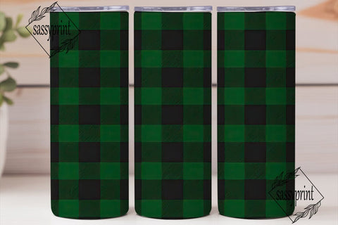 Green Black Buffalo Plaid 20oz Tumbler Sublimation sassyprint 
