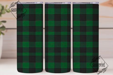 Green Black Buffalo Plaid 20oz Tumbler Sublimation sassyprint 