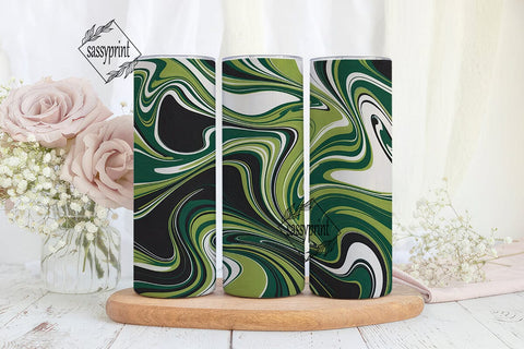 Green Black White Fluid Art 20oz Tumbler Sublimation sassyprint 