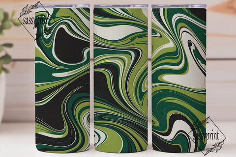 Green Black White Fluid Art 20oz Tumbler Sublimation sassyprint 