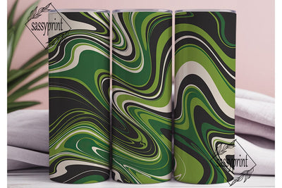Green Black White Fluid Art 20oz Tumbler Sublimation sassyprint 