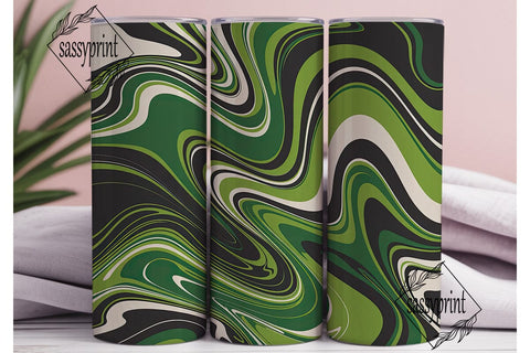 Green Black White Fluid Art 20oz Tumbler Sublimation sassyprint 
