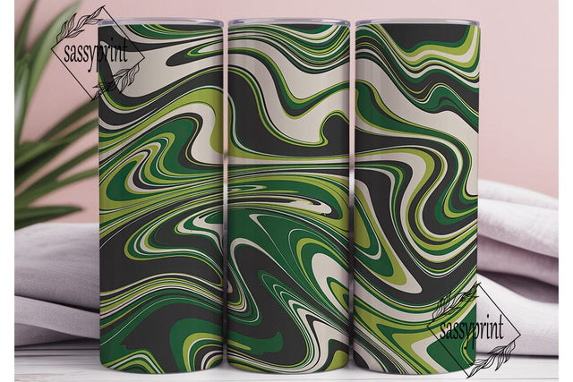 Green Black White Fluid Art 20oz Tumbler Sublimation sassyprint 