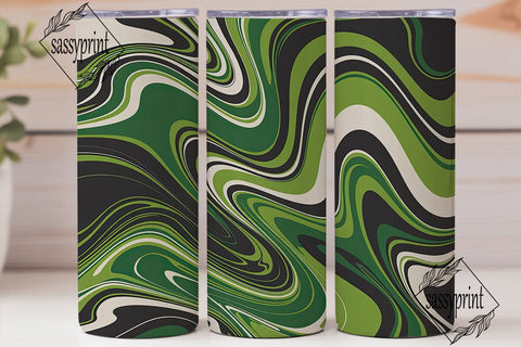 Green Black White Fluid Art 20oz Tumbler Sublimation sassyprint 