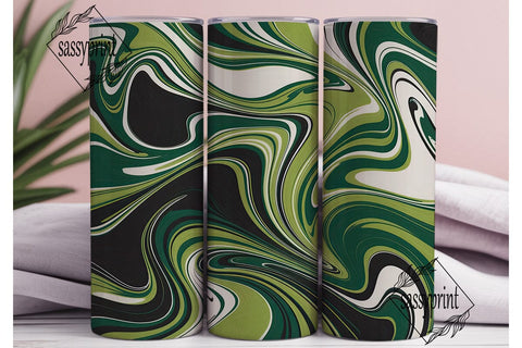 Green Black White Fluid Art 20oz Tumbler Sublimation sassyprint 