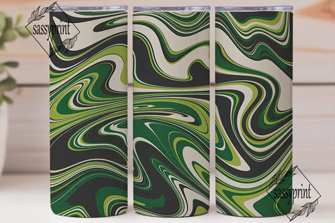 Green Black White Fluid Art 20oz Tumbler Sublimation sassyprint 