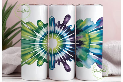 Green Blue Radial Tie Dye 20oz Tumbler Sublimation PixelChick 