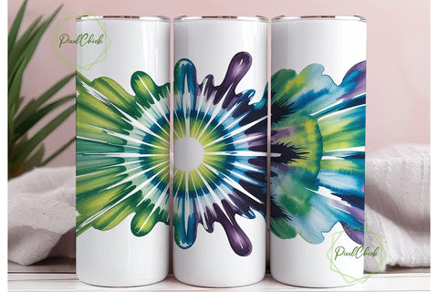 Green Blue Radial Tie Dye 20oz Tumbler Sublimation PixelChick 