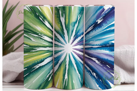 Green Blue Radial Tie Dye 20oz Tumbler Sublimation PixelChick 