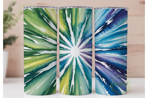 Green Blue Radial Tie Dye 20oz Tumbler Sublimation PixelChick 