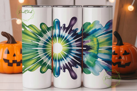 Green Blue Radial Tie Dye 20oz Tumbler Sublimation PixelChick 