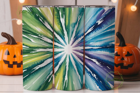 Green Blue Radial Tie Dye 20oz Tumbler Sublimation PixelChick 