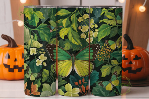 Green Butterfly Botanical 20oz Tumbler Sublimation PixelChick 