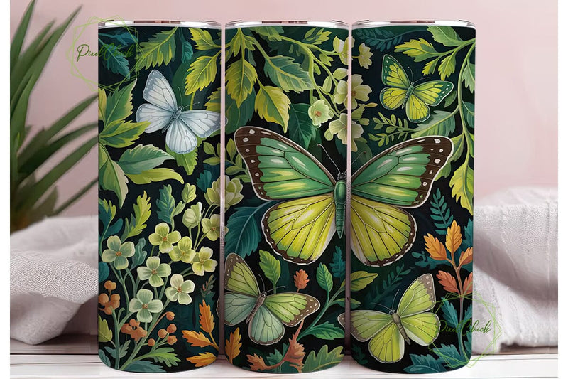 Green Butterfly Botanical 20oz Tumbler Sublimation PixelChick 