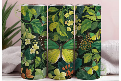 Green Butterfly Botanical 20oz Tumbler Sublimation PixelChick 