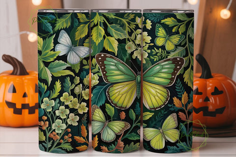 Green Butterfly Botanical 20oz Tumbler Sublimation PixelChick 