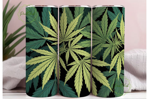 Green Cannabis Leaves 20oz Tumbler Wrap Sublimation PixelChick 