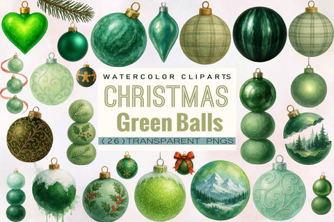 Green Christmas Balls Clipart Bundle Sublimation SVGArt 