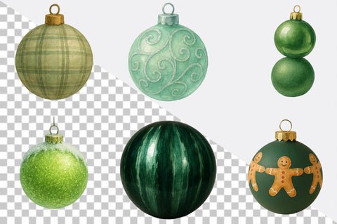 Green Christmas Balls Clipart Bundle Sublimation SVGArt 
