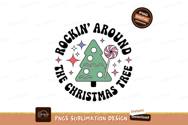 Green Christmas Tree With Swirl Lollipop And Stars Sublimation Designangry 