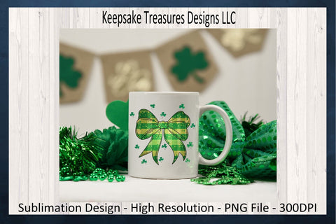 Green Coquette Bow, St. Patrick's Day Sublimation Shamrock PNG Design, Digital Download Sublimation Keepsake Treasures Designs LLC. 