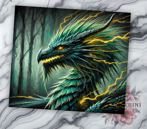 Green Dragon Fantasy Mythical Tumbler Wrap, Fantasy Tumbler, Sublimation Drinkware, Mythical Creature Gift, Custom Dragon Design, Unique Tumbler Wrap Sublimation Li Zamperini 